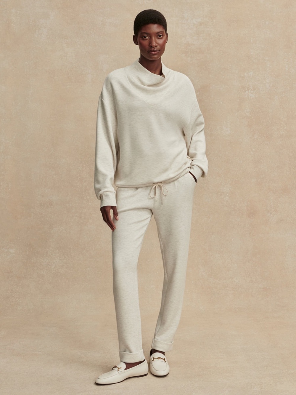 Varley Women’s Betsy Sweat DoubleSoft Oversized Sweatshirt Ivory Marl Size Large - Picture 2 of 13